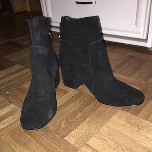 NWT. black suede booties.